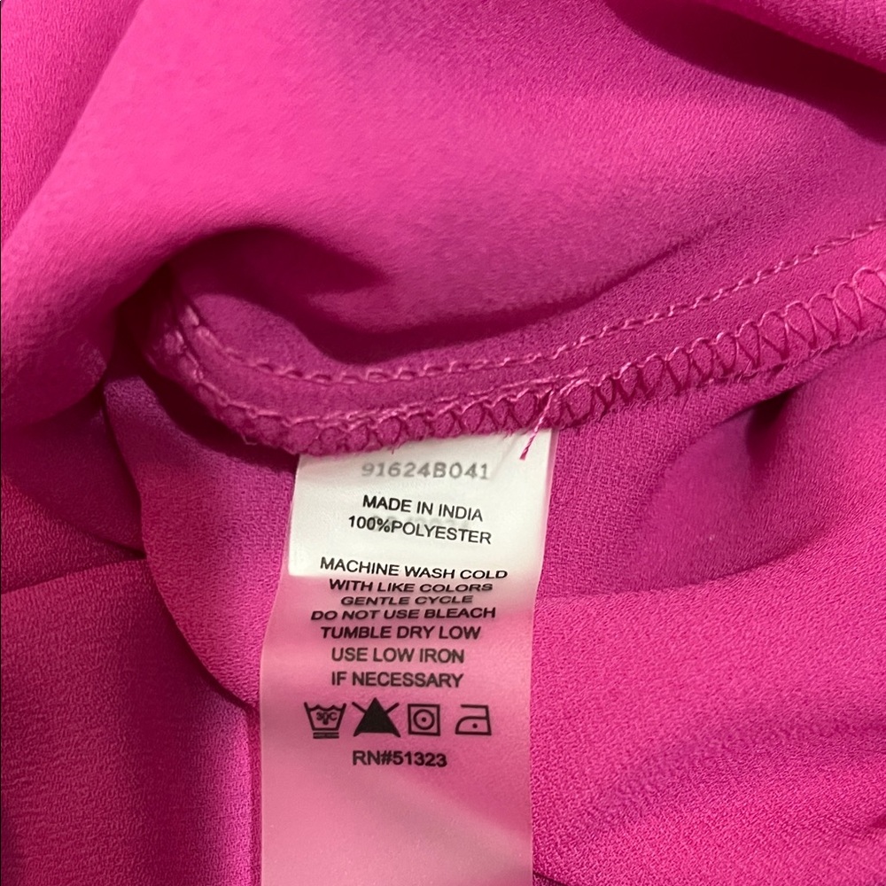 Vince Camuto Vibrant Pink Blouse with Puff Sleeves - Picture 5 of 6